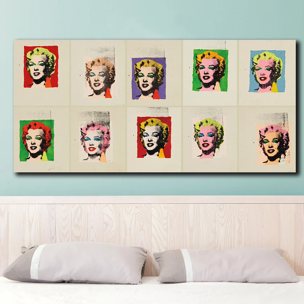 Large size Printing Oil Painting Ten works Andy Warhol Marilyn Wall Art canvas Print Pictures for living room and bedroom | Дом и сад