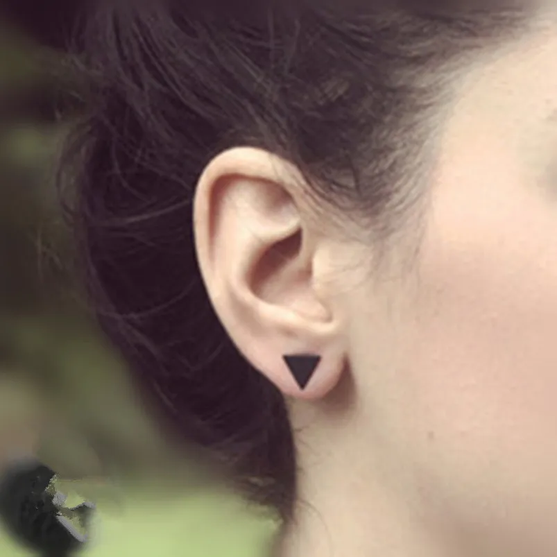 Женские Треугольные Серьги гвоздики золотистые черные серебристые|earrings