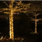 Рождественская гирлянда, 10 м, 100 светодиодов, украшение для улицы, деревьев, сада, парка, вечевечерние, свадьбы, наружная вилка Европейского, американского стандарта