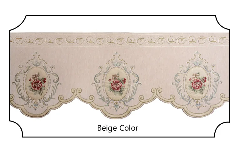 Beige Европейский стиль изысканная вышивка пелмет для гостиной, декоративный навес ткань для кухонного окна Короткая штора - Цвет: Beige