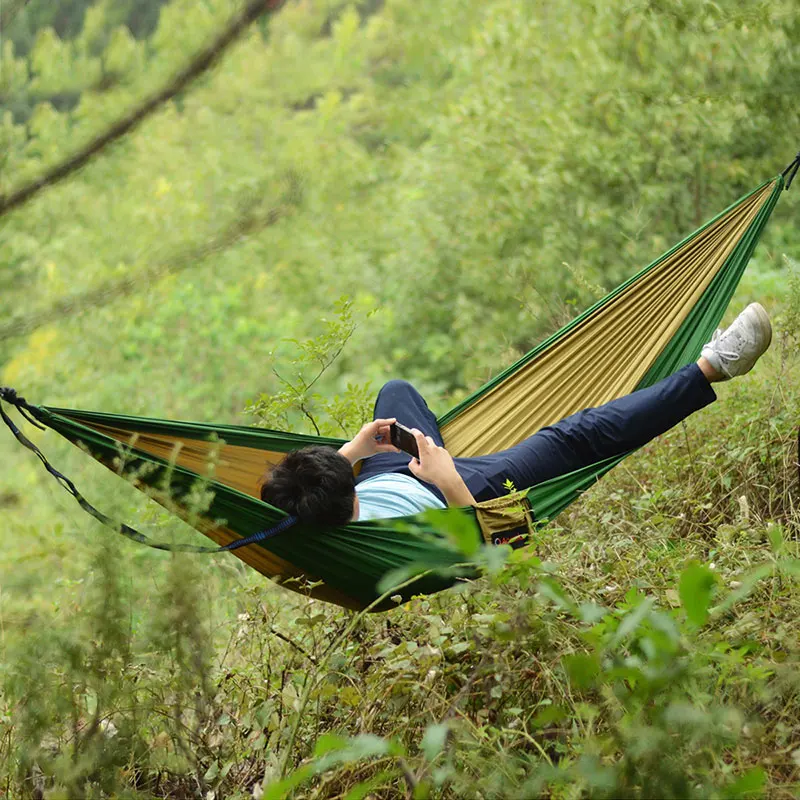 Acehmks нейлоновый складной гамак Сверхлегкий парашют Кемпинг качели Цвет Красный Зеленый Синий Оранжевый с 2 дерево ремни двойной XXXL Размер