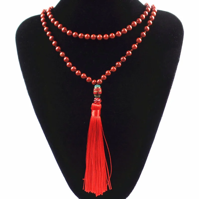 (Бесплатная доставка) 6 мм круглые бусины из Красного камня непальский CZ кисточка