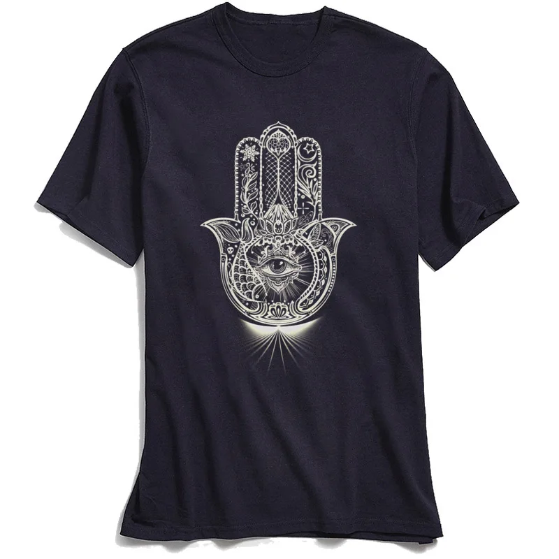 Футболка Hamsa мужская с коротким рукавом фиолетовый топ круглым вырезом из 100%