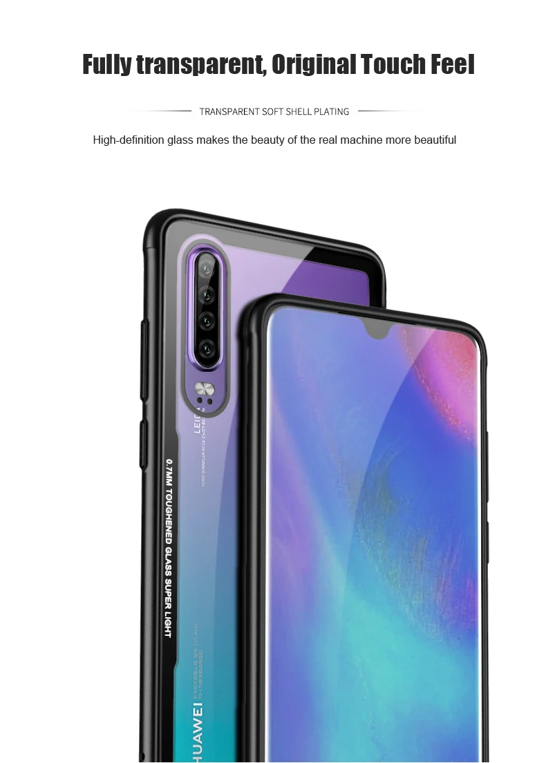 Для huawei p30 P30 Pro, стеклянный чехол, роскошный, глянцевый, закаленное стекло, силиконовая рамка, Жесткий Чехол для huawei p30 pro