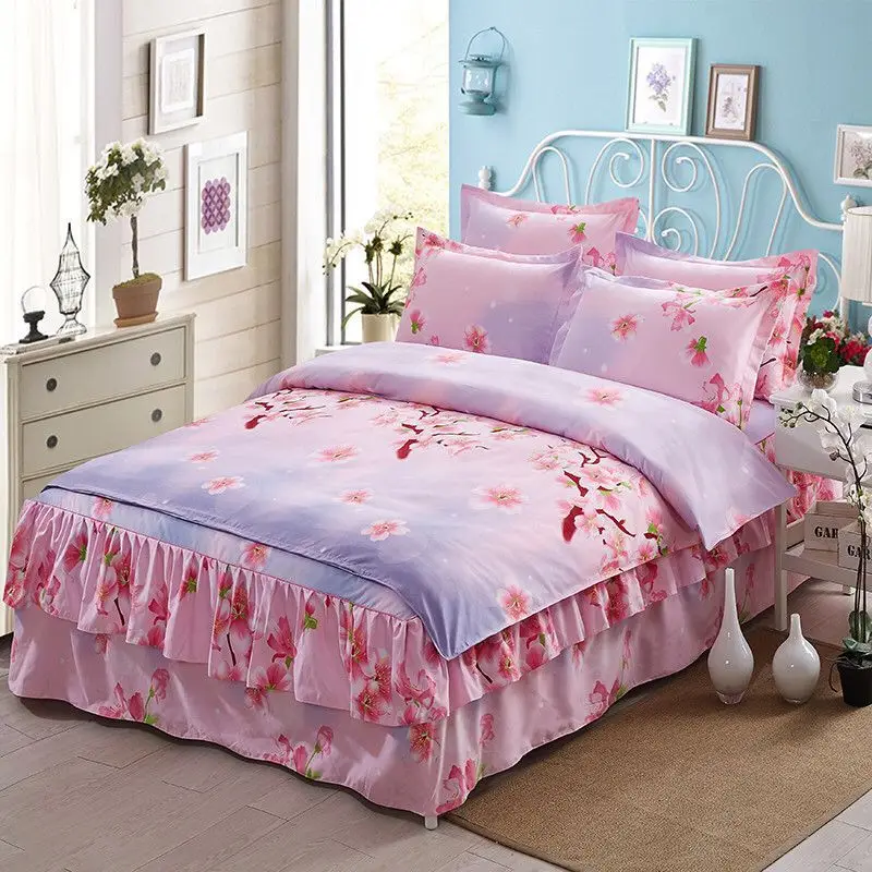 Комплект постельного белья с объемными розами и цветами юбка для кровати цветком