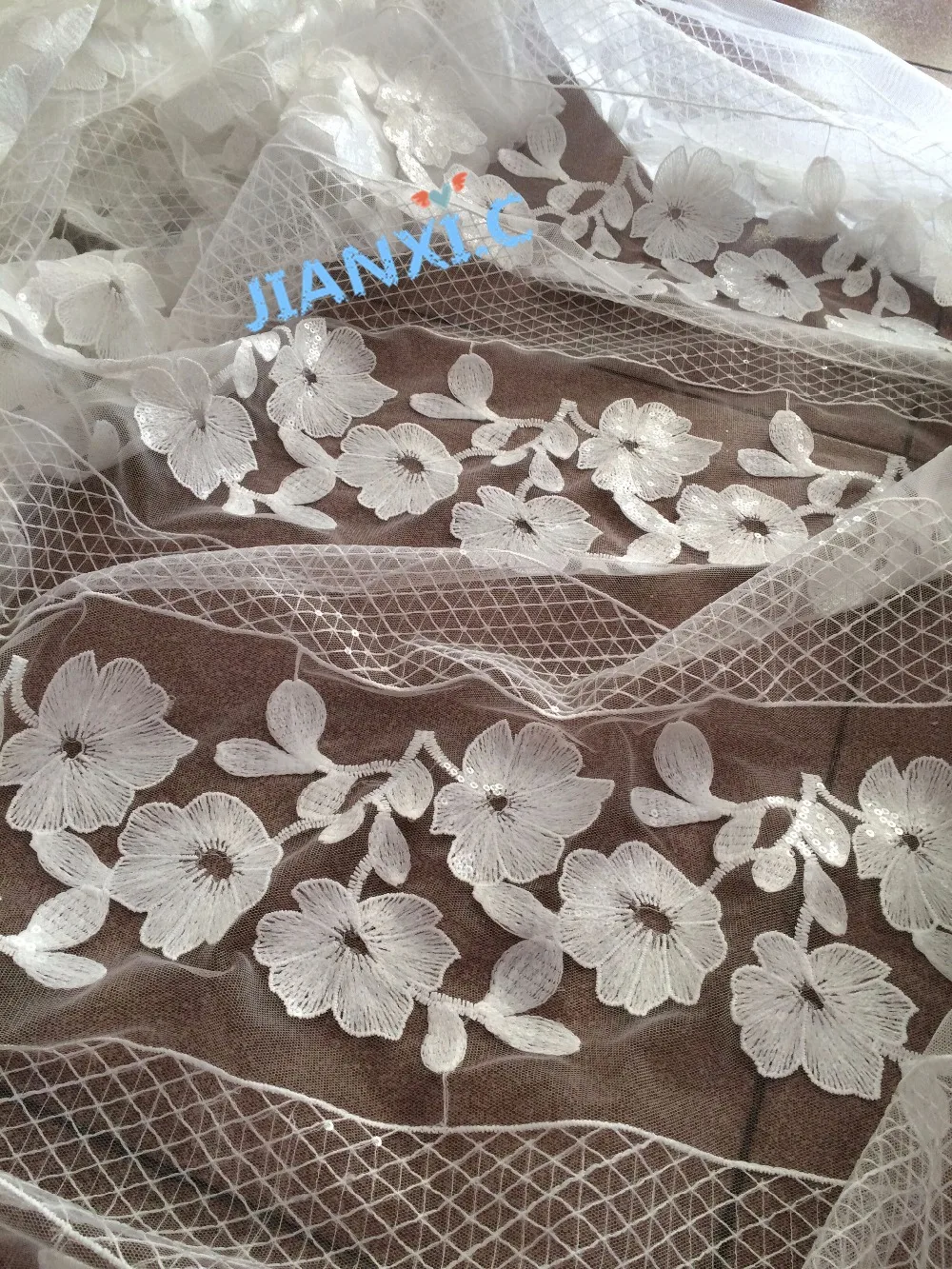 5 ярдов/партия белая кружевная ткань с блестками | Дом и сад