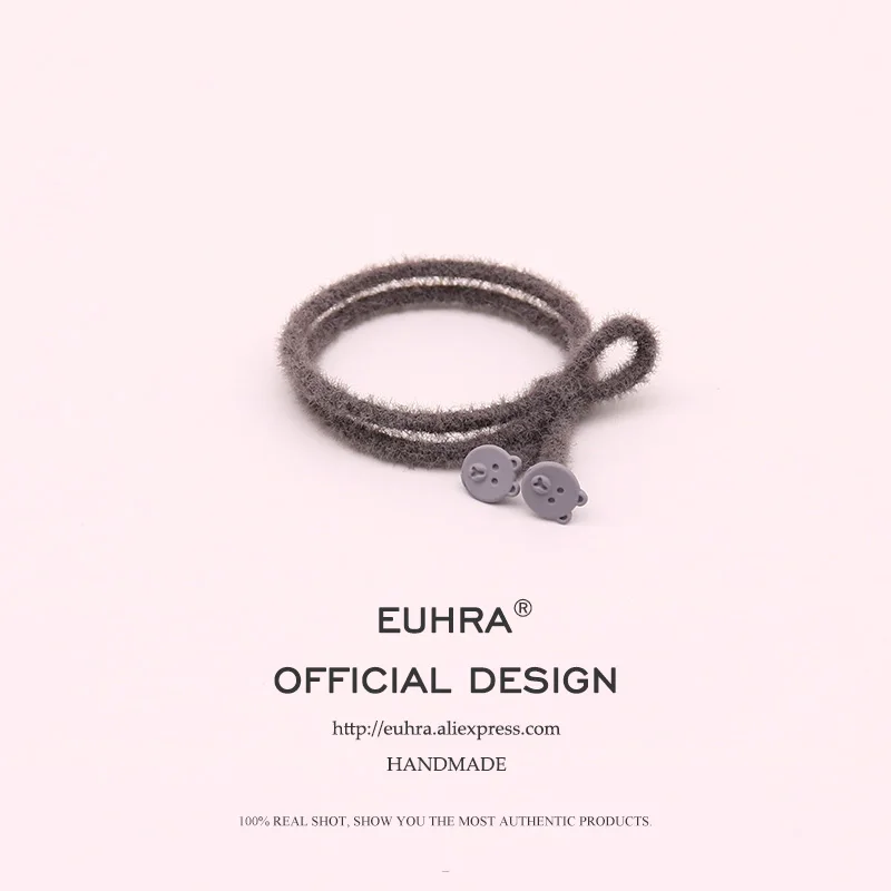 EUHRA, 6 цветов, плюшевые эластичные резинки для волос, две головы медведя, высокая эластичность, для женщин, девочек, повязка для волос, Детская резинка - Цвет: Color 5