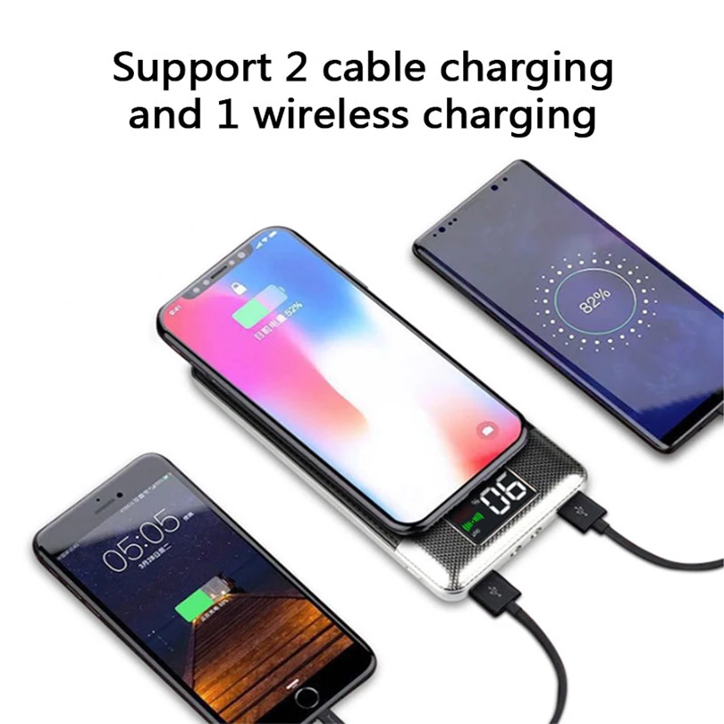 

10000mah QI wireless Power Bank External Battery Bank Built-in Wireless Charger Powerbank Portable QI Wireless Charger