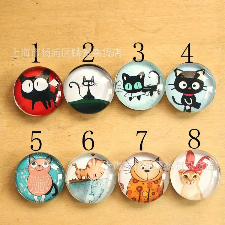 (15 шт. в партии) магнит на холодильник с милым котом из хрустального стекла 25 мм|glass