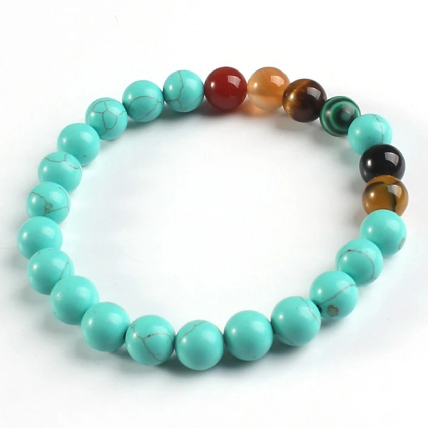 

Trendy-beads Green Howlite Stone 8 mm Round Beads ReiKi Chakra Stretch Bracelets For Women Charm Jewelry