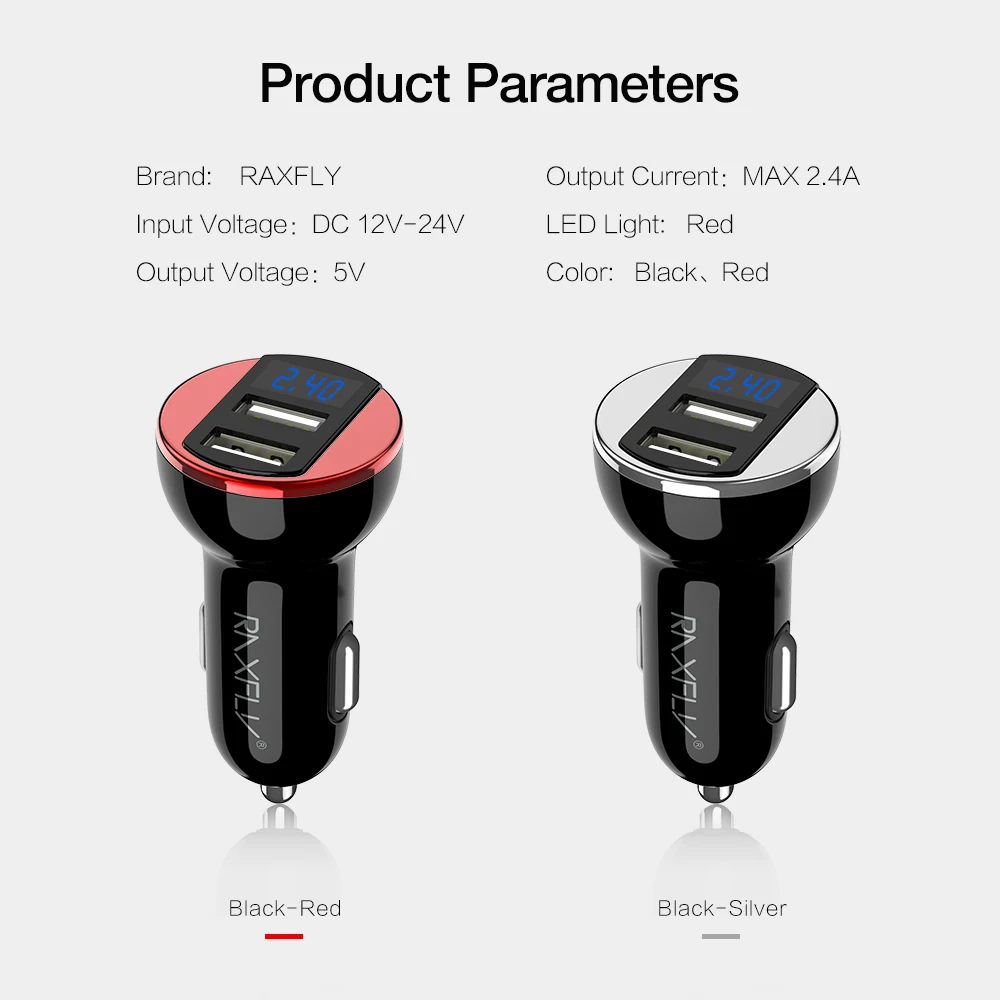 Автомобильное зарядное устройство RAXFLY с двумя usb-портами для iPhone 7 8 Plus X XS Max XR