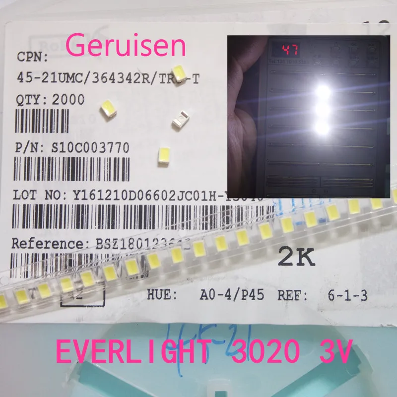 500 шт./лот EVERLIGHT светодиодная подсветка 0 5 Вт 3 в 3020 холодный белый ноутбук/планшет