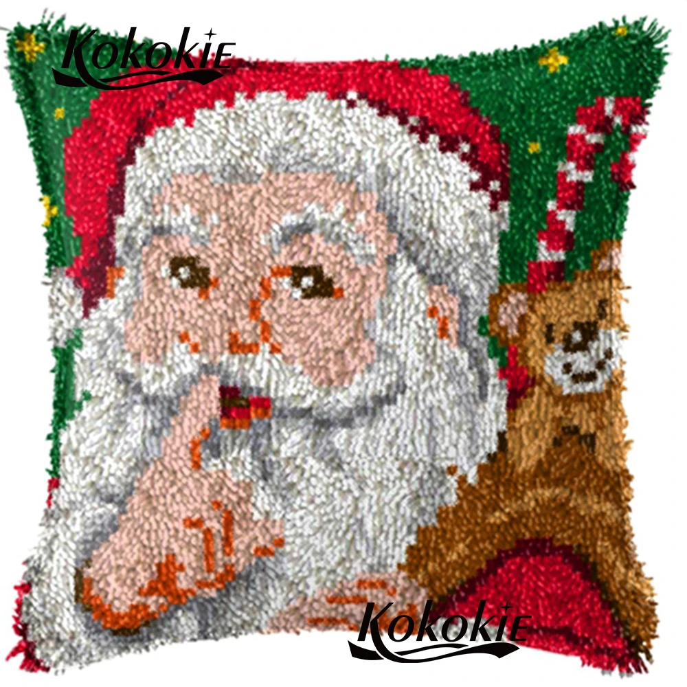 

DIY dug embriodered mats latch hook rug Christmas cushion embroidery yarn handmade cross stitch kits embroidery needlework sets
