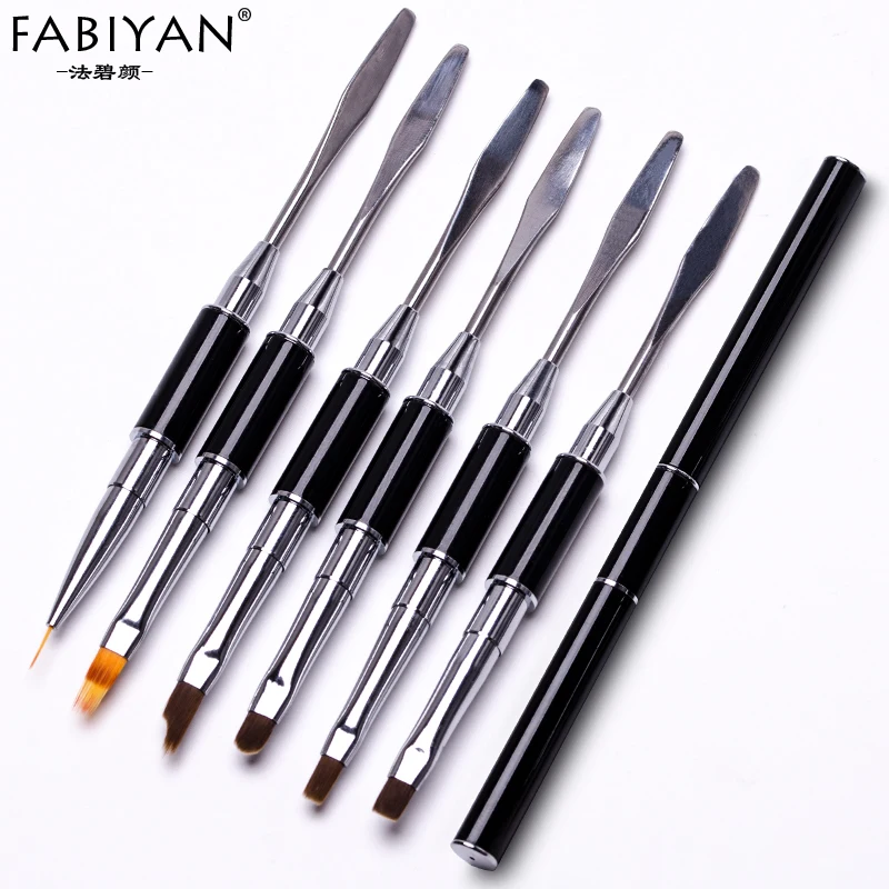 

Двусторонняя кисть для дизайна ногтей, шпатель, металлическая краска, рисование, французский лайнер, градиентная плоская Строительная ручк...