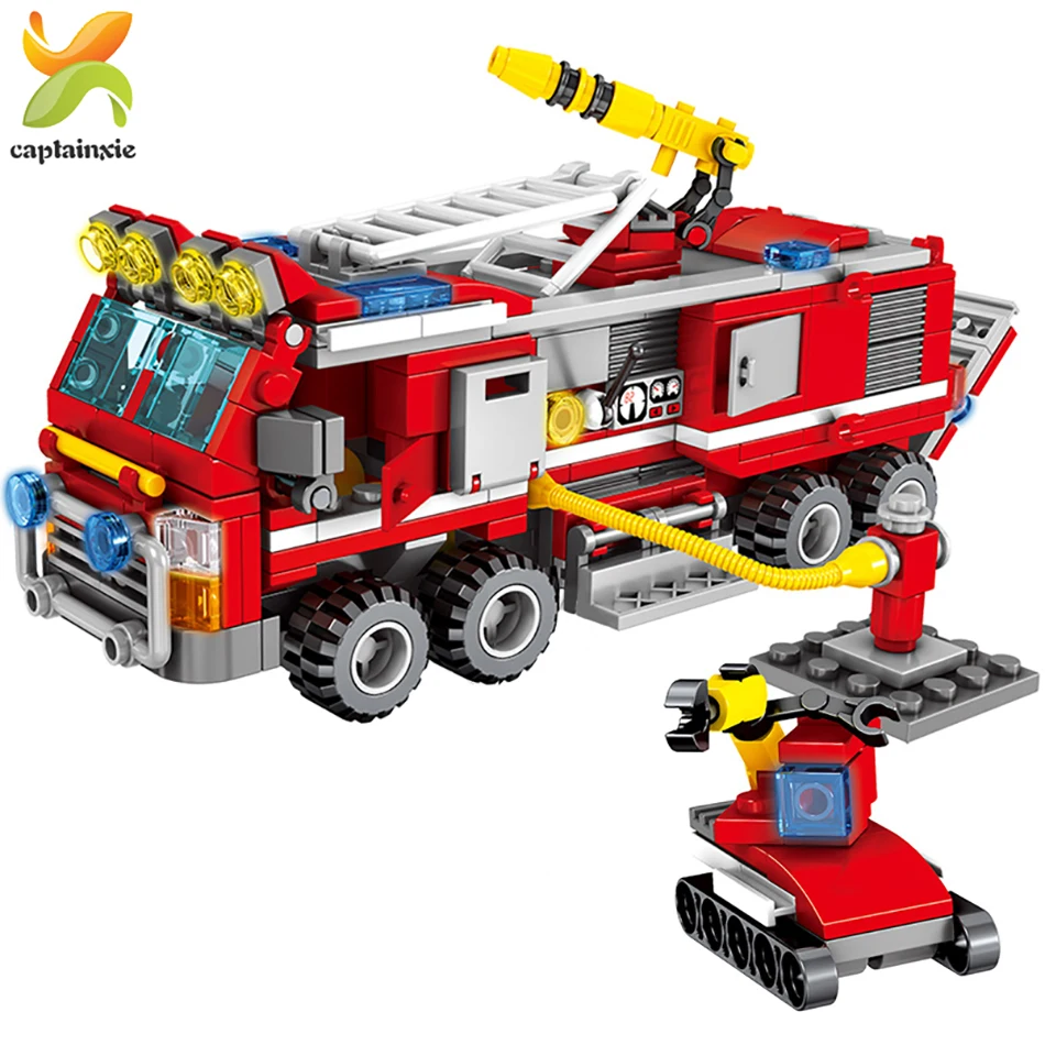 394+PCS Fire Fighting 27in1 Truck Car Helicopter Boat Building Blocks Assembled Educationacity Firefighter Children Toys | Игрушки и