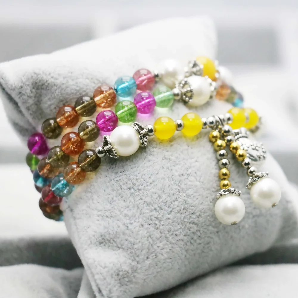 6 мм этнический стиль красочные турмалиновый халцедон хрустальные бусы браслет