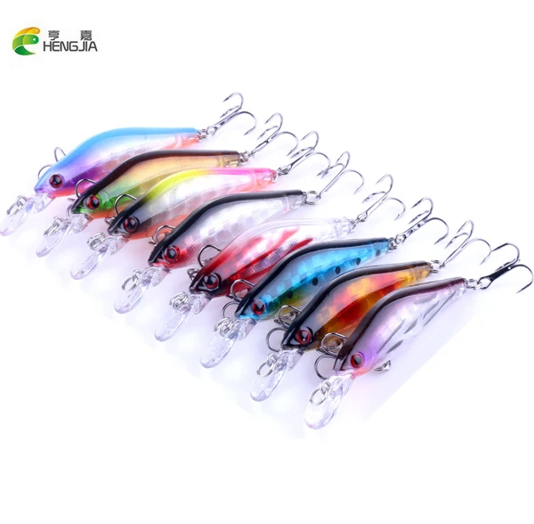 

HENGJIA 8pcs 8CM 6.3G Laser Sinking Minnow Fishing Lure Wobbler Artificial Fly Fishing Hard Bait Carp Crankbait Fishing Tackle