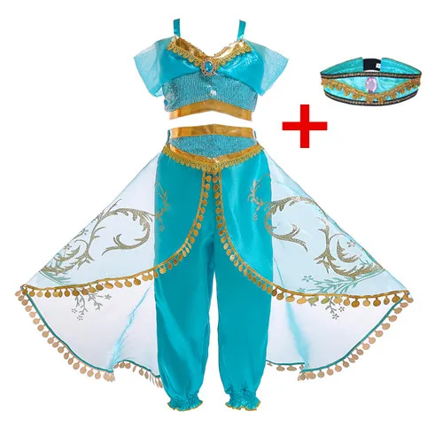 Dress 01 only FindPitaya/рождественское детское платье маскарадный костюм с изображением лампы Аладдина платье принцессы жасмин для девочек Карнавальный костюм из двух предметов - Цвет: Dress 01 only