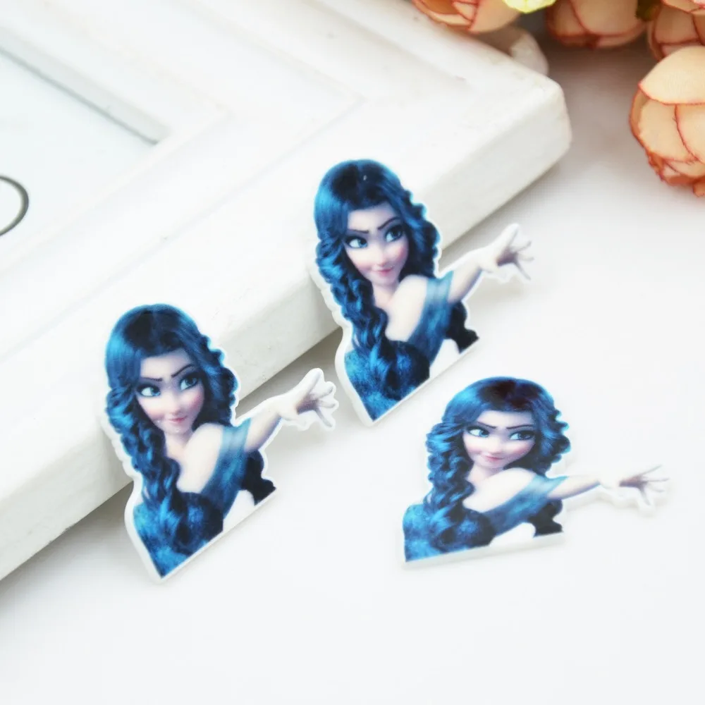 Kawaii Мультфильм плоское заднее украшение из смолы сестра Эльза королева фигурка