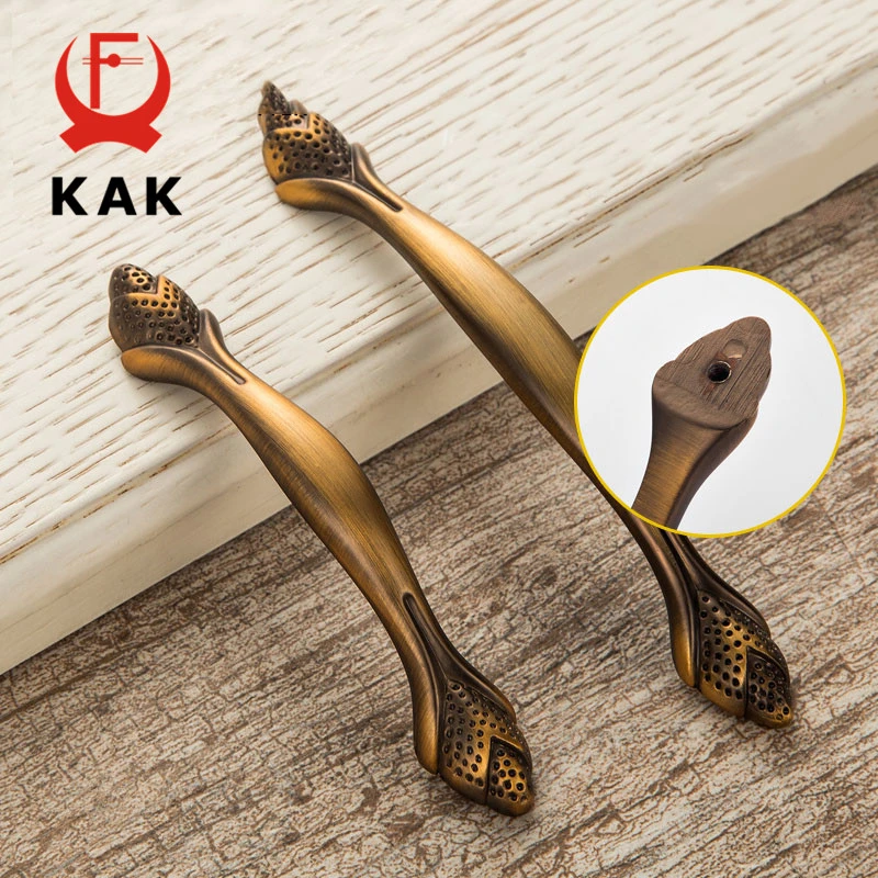 KAK European Style Antique Yellow Bronze Cabinet Handles and Knobs - Vintage Furniture Hardware for Drawers, Cupboards, and Wardrobes image 4