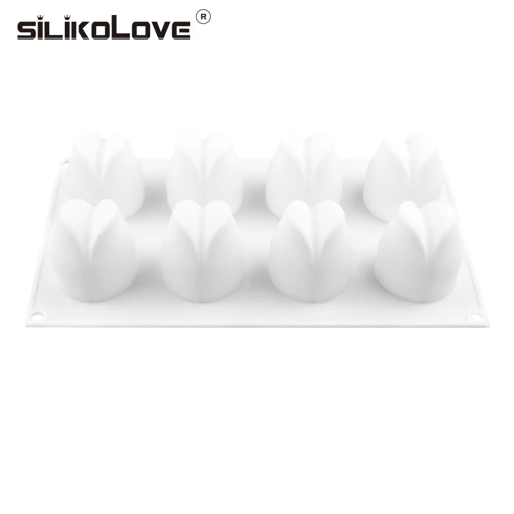 SILIKOLOVE Тюльпан Форма 8 полости 3D Силиконовая мышь Форма для самостоятельного изготовления торта мусс для выпечки украшения инструменты