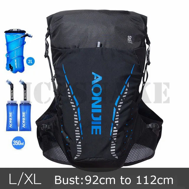 LXL Black Blue Set 3 AONIJIE 18L рюкзак для занятий спортом на открытом воздухе, сумка для бега, жилет для гидратации, сумка для марафона, велоспорта, пешего туризма, бега для 2L водяного пузыря - Цвет: LXL Black Blue Set 3