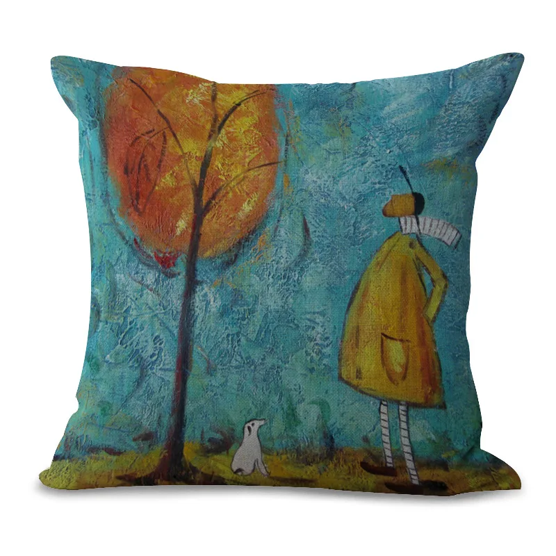 XINAHER Flower Oil Painting Polyester Cushion Cover Plant 45X45cm Pillow Case Home Decorative Pillows For Sofa Car | Дом и сад