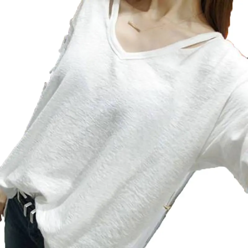Lionstill Women Fashion Casual V-Neck Long Sleeve splicing tape Embellished White Shirt concise style pullover Clothing | Женская одежда