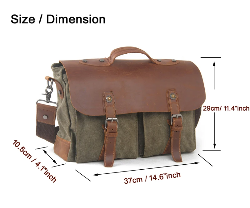 Модный военный холст + кожаный мужской портфель сумка через плечо для бизнеса