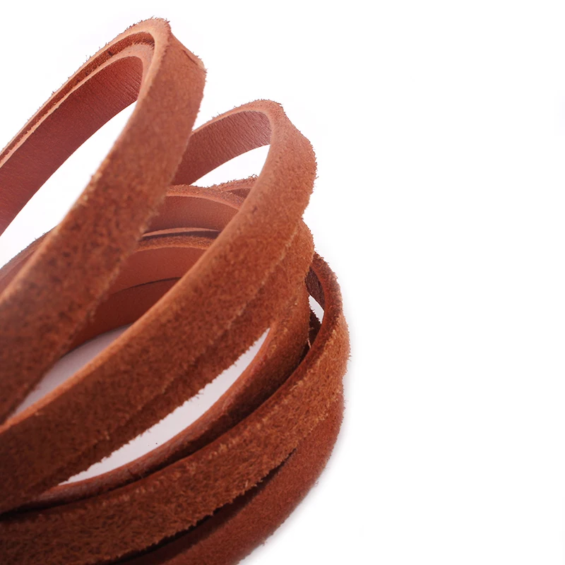 2 Meters Brown 7mm Flat Genuine Real Leather Cord String Lace Thong For Jewelry Making Findings | Украшения и аксессуары