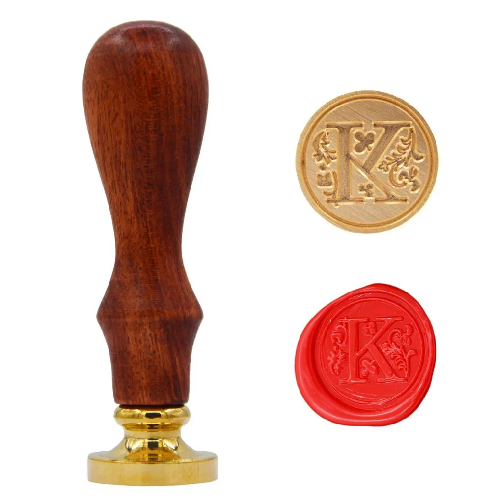 Vintage Style Wooden Handle 26 letter A-Z Alphabet Initial Wax Classic Sealing Seal Stamp (K) | Дом и сад