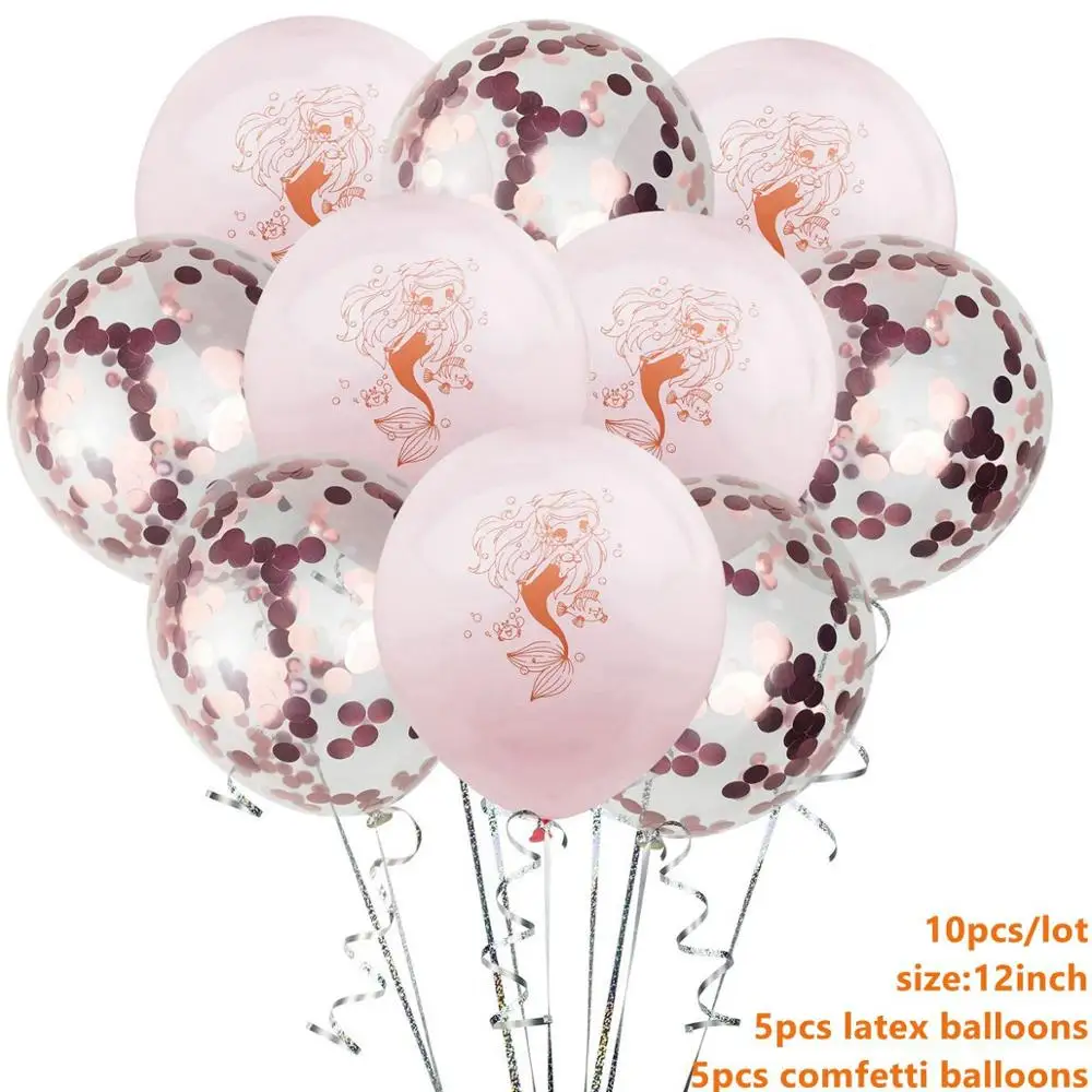 Mermaid Balloons 10 Taoup 1 шт. мультяшная маленькая наклейка с изображением русалки Вечерние Декорации маленькая Русалочка День Рождения Декор для маленьких девочек Babyshower - Цвет: Mermaid Balloons 10