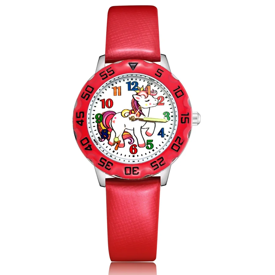 

Fashion Cute Pretty Unicorn Horse Style Children's Watches Kids Student Girls Boys Quartz Leather Wrist Watch Clcok JM164