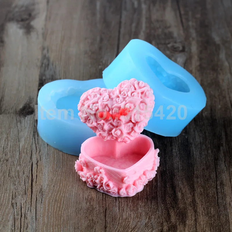 3D Soap Mold Heart Shape Homemade Dressing Case Silicone Candle Molds | Дом и сад