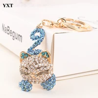 long tail sit cat new cute crystal charm pendant purse bag key ring chain nicesubstantial gift for girl friend collection