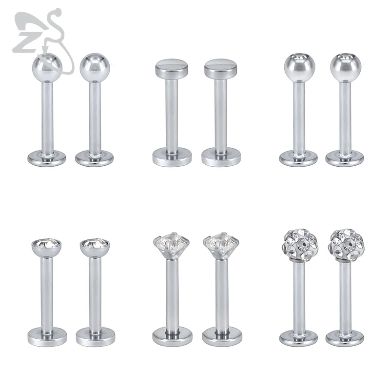 12 Pcs ZS, 12 шт./партия, кольцо для губ с кубическим цирконием, с внутренней резьбой, зубчатый драгоценный камень, 16 г, женские серьги для пирсинга - Окраска металла: 12 Pcs