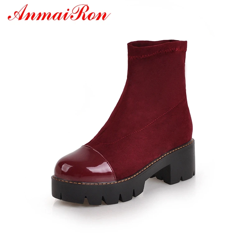 

AnmaiRon/Zapatos De Mujer; Ботинки; Женские базовые зимние ботинки с круглым носком; Женские ботильоны; Размеры 34-43; LY048