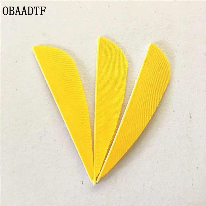 50Pcs 3 inch Water Drop Turkey Feather Colour Yellow High Quality Real Arrow Feathers Vanes Archery | Спорт и развлечения