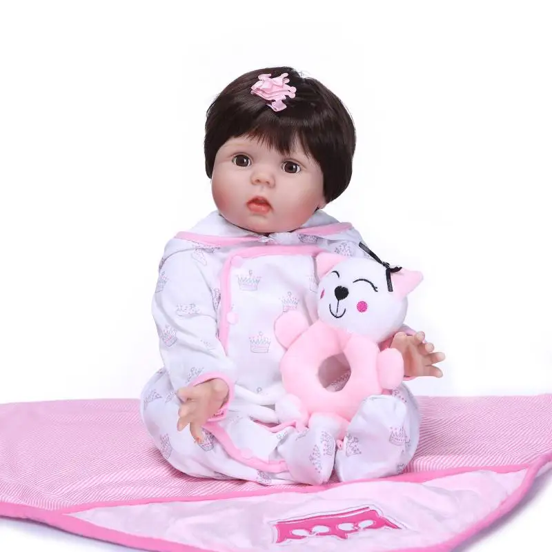 Силиконовые куклы Bebes reborn реалистичные для девочек 22 дюйма 55 см могут мигать