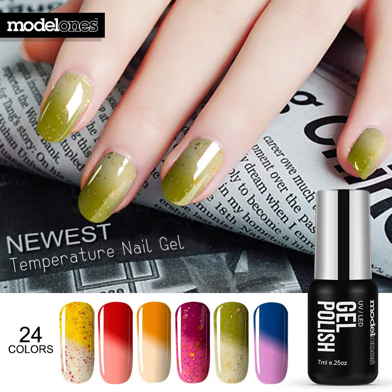 Термогель-лак Modelones 7 мл 24 цвета температурный светодиодный УФ отмачиваемый