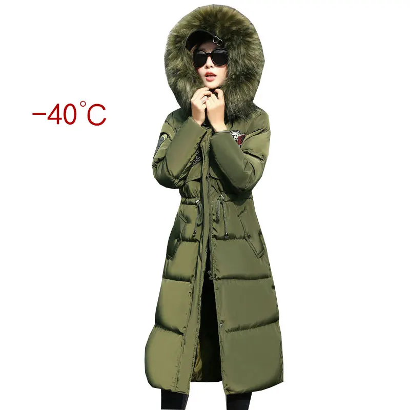 Ukraine Big Fur collar Winter 90% Duck down jacket women Parkas 2018 New Plus size Thicker female long Coat femme manteau hiver
