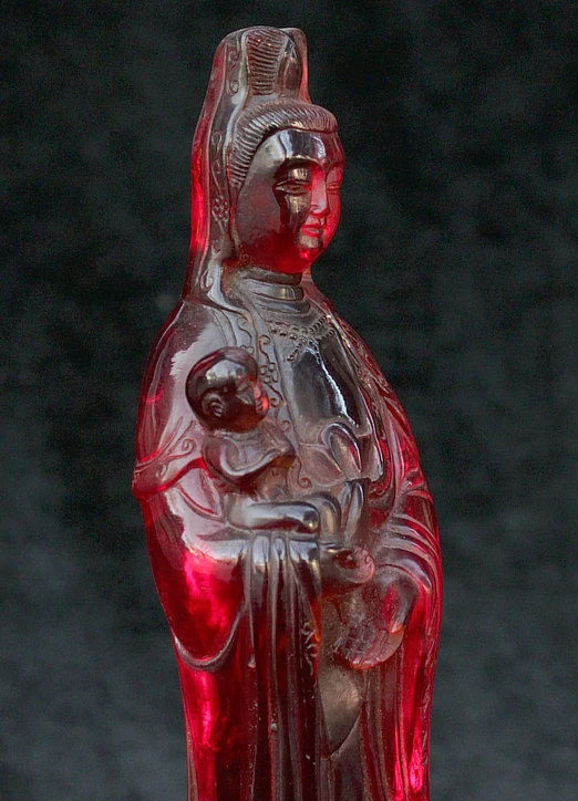 10 &quotКитайский Янтарный резной Kwan yin Guan Boddhisattva Avalokiteshvara статуя мальчика|Статуи и