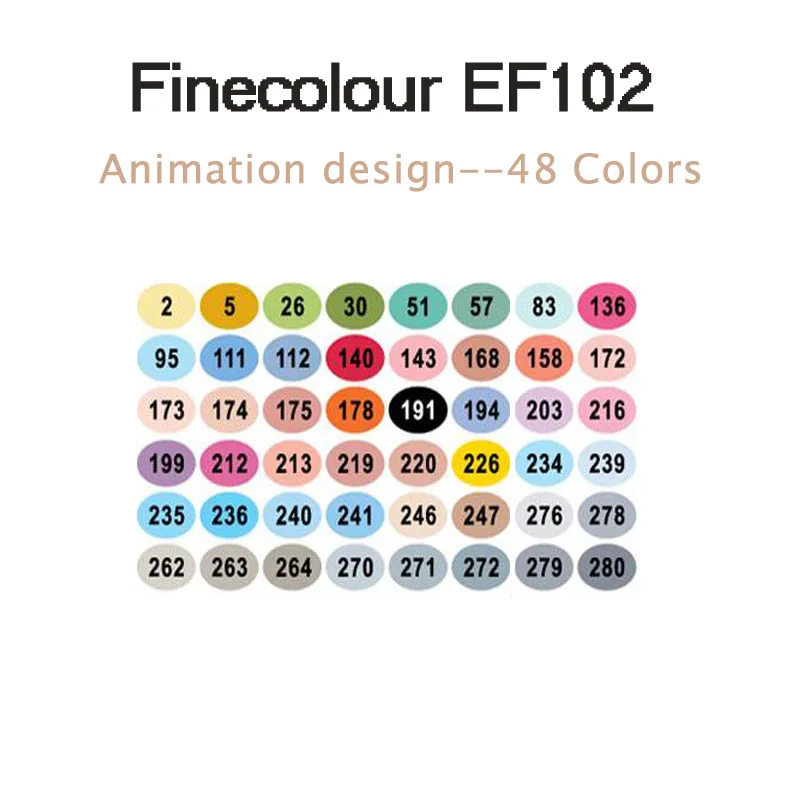 Finecolour EF102 двухсторонняя кисть для рисования 36/72/160 мягкая фломастера рисовать Архитектура/одежда/Промышленность/Дизайн интерьера - Цвет: 48 animation EF102