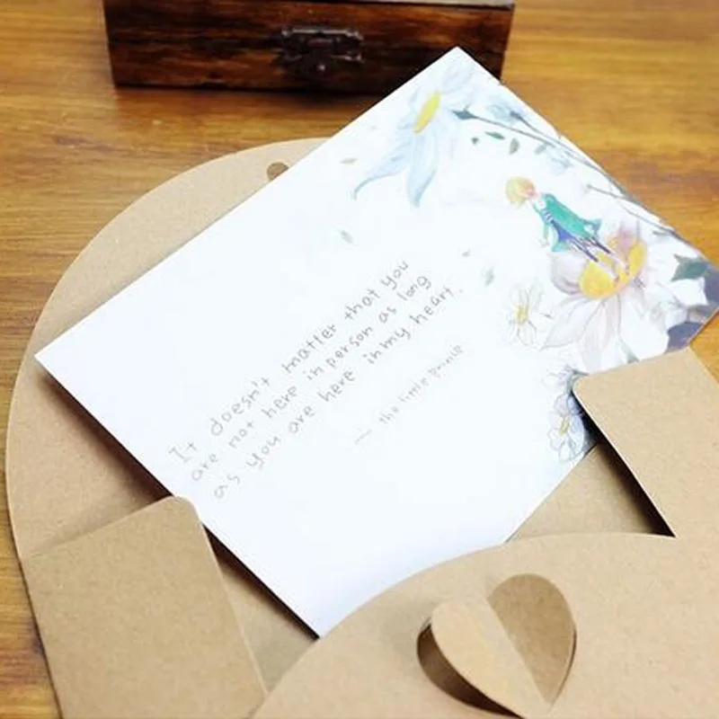 50 шт./лот конверт ручной работы в форме сердца винтажные конверты ретро