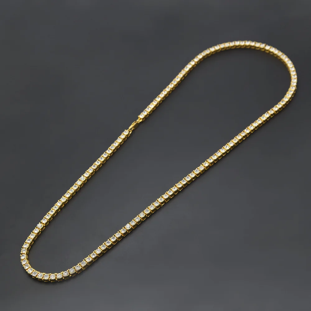 18 Inch Gold Мода Золото Серебро Цвет хип-хоп цепочка ожерелье Роскошные CZ Iced Out кубинские Стразы теннис хип хоп Ожерелье для мужчин ювелирные изделия - Окраска металла: 18 Inch Gold
