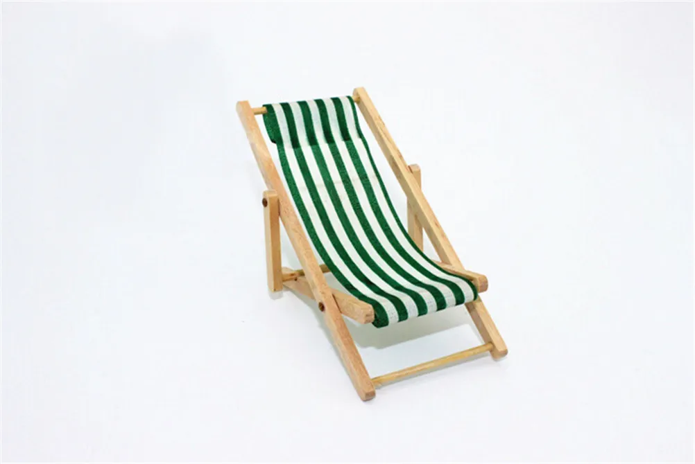 NEW 1:12 Scale Foldable Wooden Deckchair Lounge Beach Chair For Lovely Miniature Dolls House Color In Green Pink Blue | Игрушки и хобби