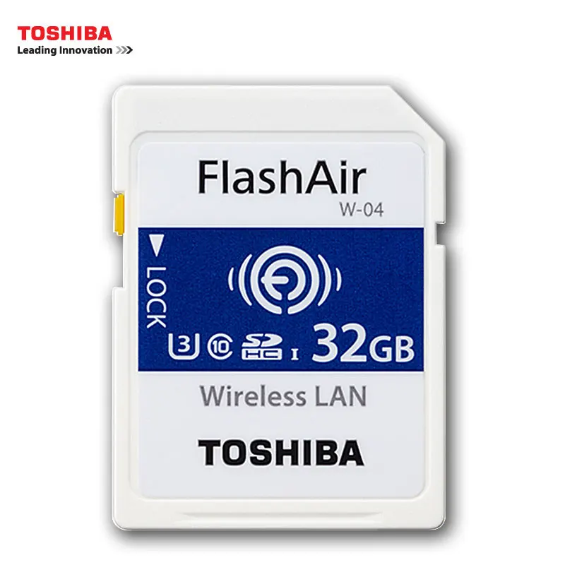 TOSHIBA Wi-Fi SD карта U3 Беспроводная LAN 16 ГБ 32 ГБ SDHC 64 Гб SDXC высокоскоростной Класс 3 FlashAir беспроводная SD карта памяти Поддержка 4K