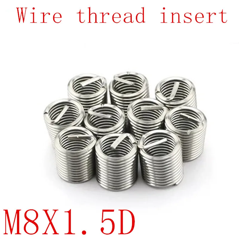 

100pcs M8*1.25*1.5D Wire Thread Insert Stainless Steel 304 Wire Sleeve, M8 Screw Bushing Helicoil Wire Thread Repair Inserts