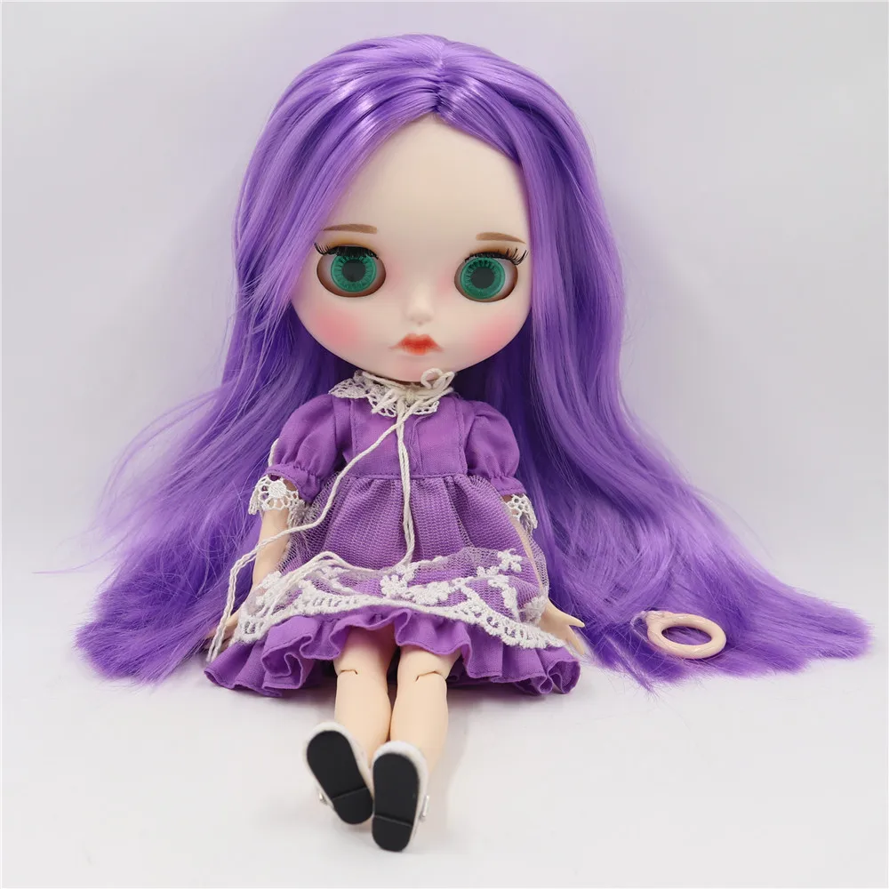 Кукла Blyth doll от ICY DBS белая кожа суставы тела фиолетовые волосы новое матовое лицо