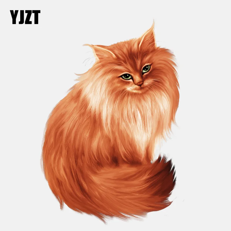 YJZ 10 см * 14 8 Красивая благородная Коричневая длинная кошка ПВХ автомобильная